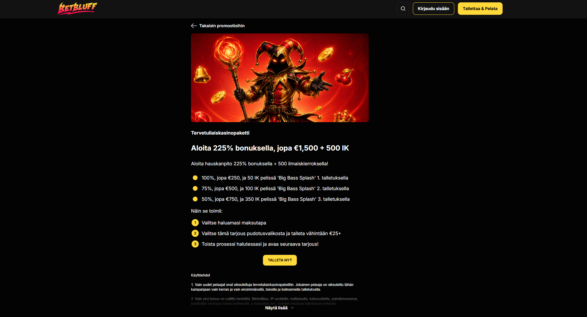 BetBluff Casino bonus
