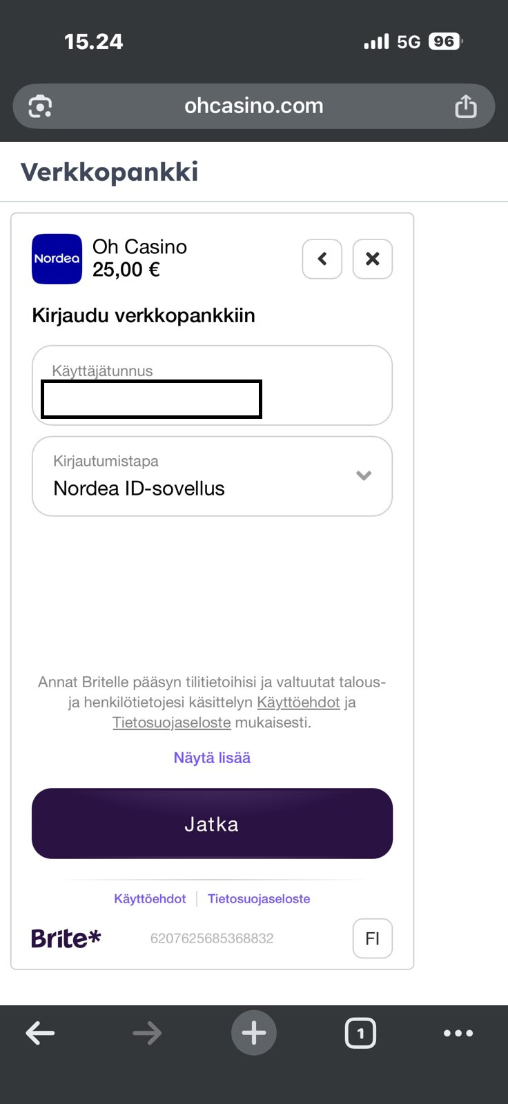 Brite-talletus — kirjaudu verkkopankkiin