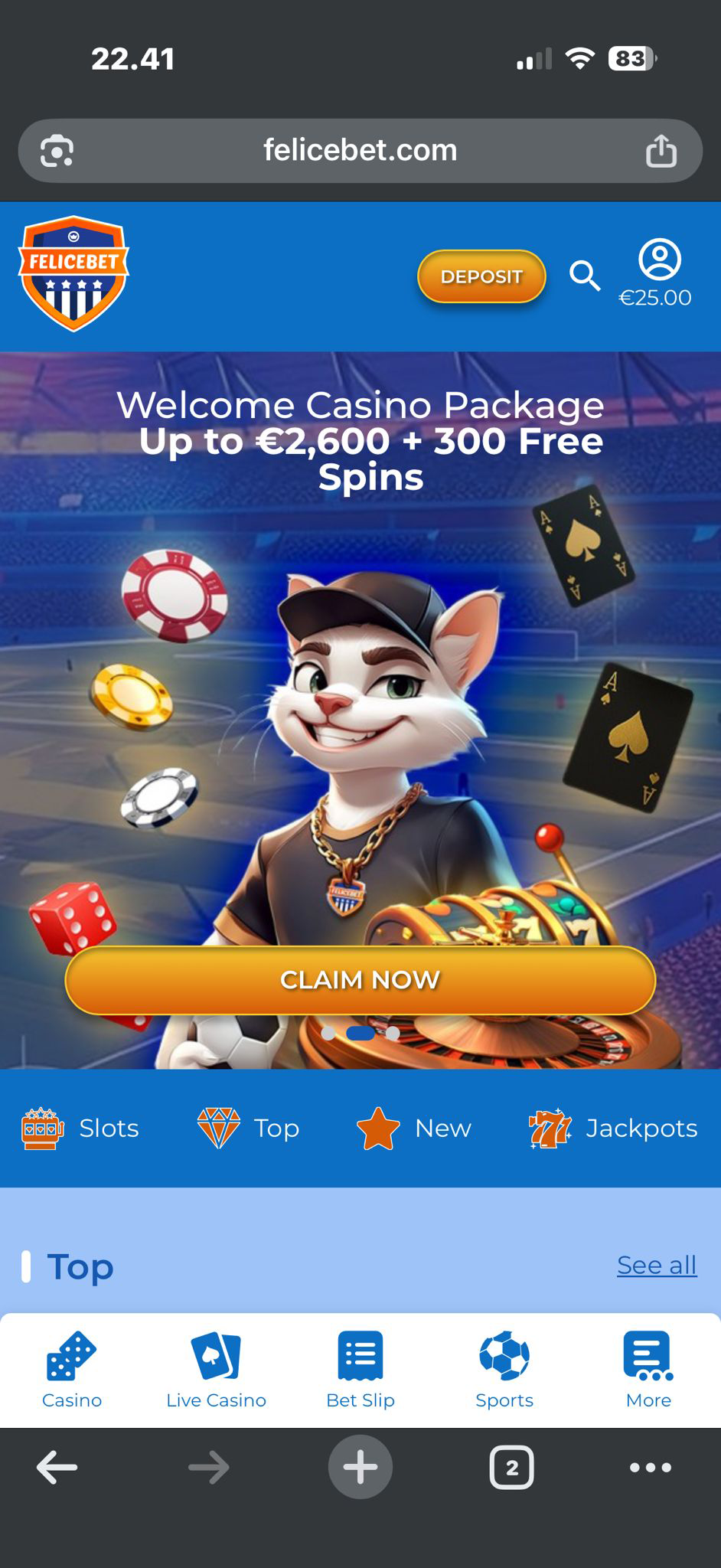 FeliceBet talletus pelitilillä