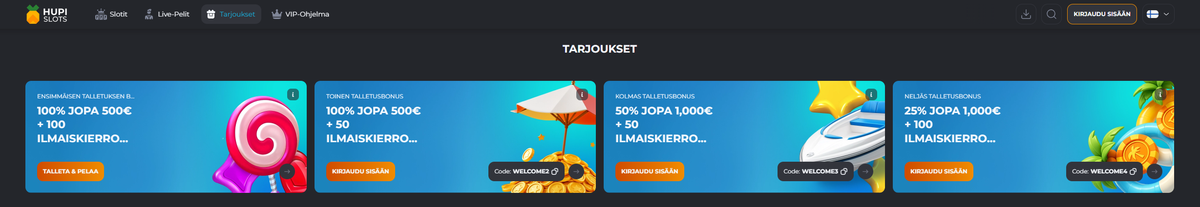 Hupi Slots Casino bonus