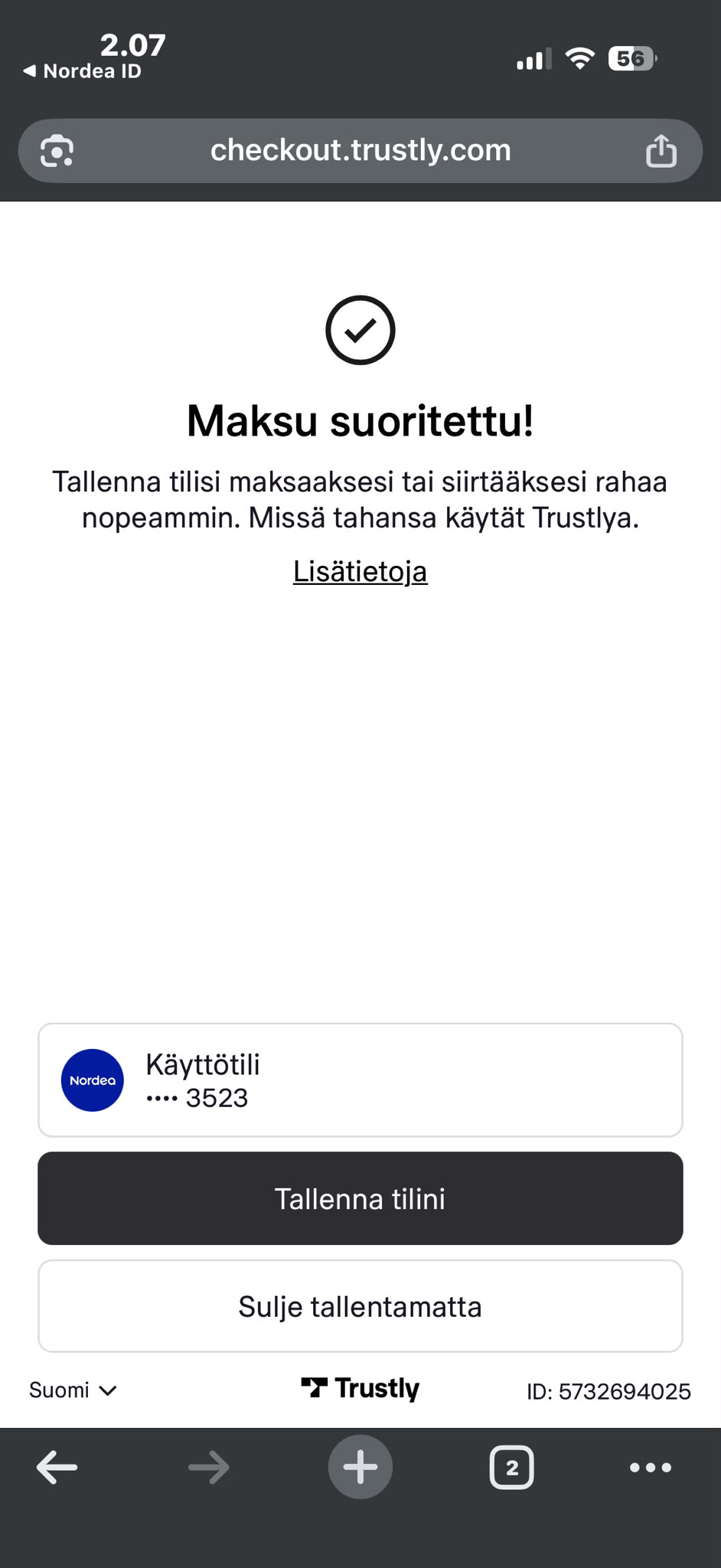 Hupi Slots maksu suoritettu Trustlylla