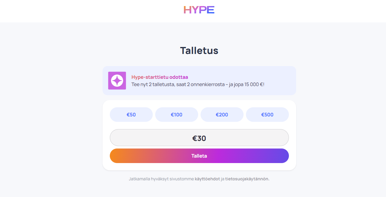 Hypekasino talletus