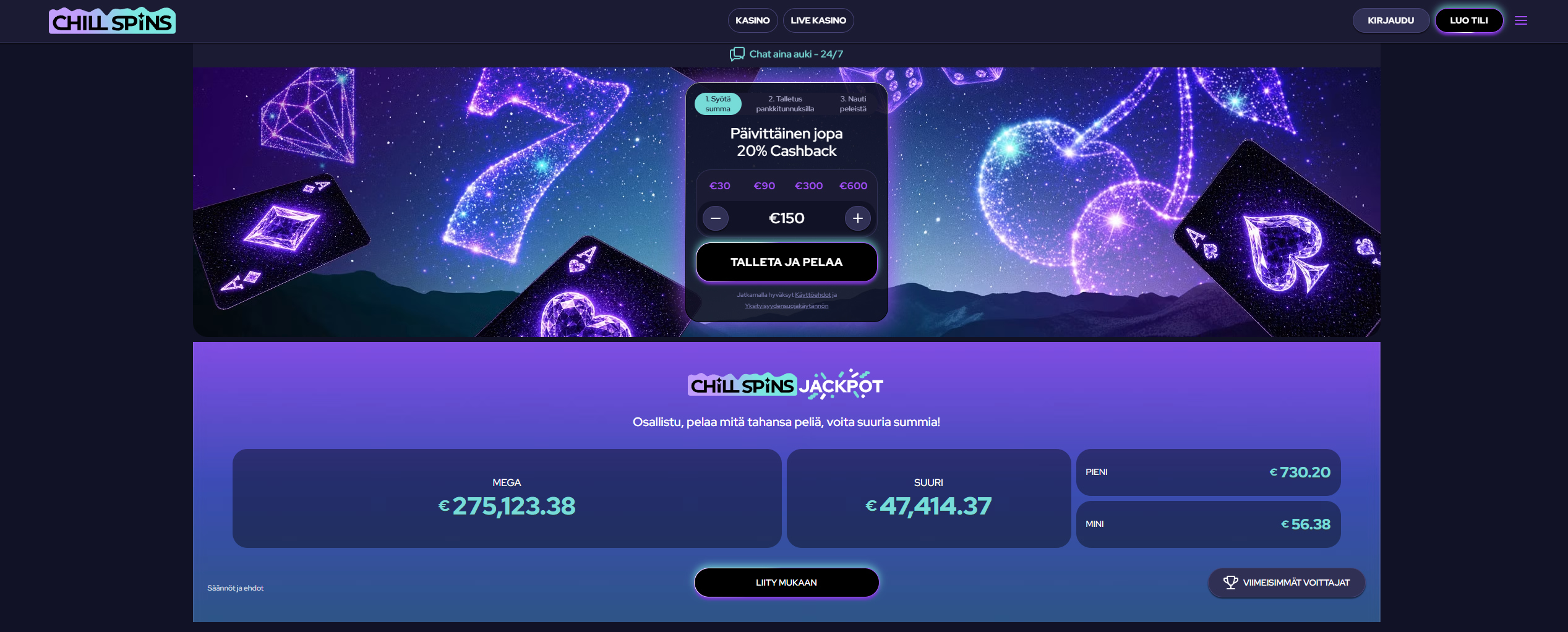 Kuukauden uusi nettikasino on Chill Spins