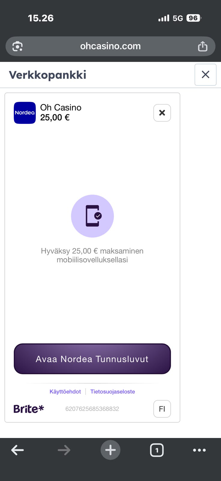 Maksun hyväksyminen MGA-kasinolla