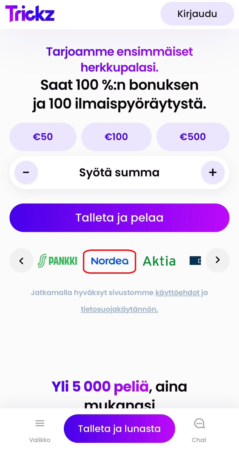 Nordea kasino esimerkkinä