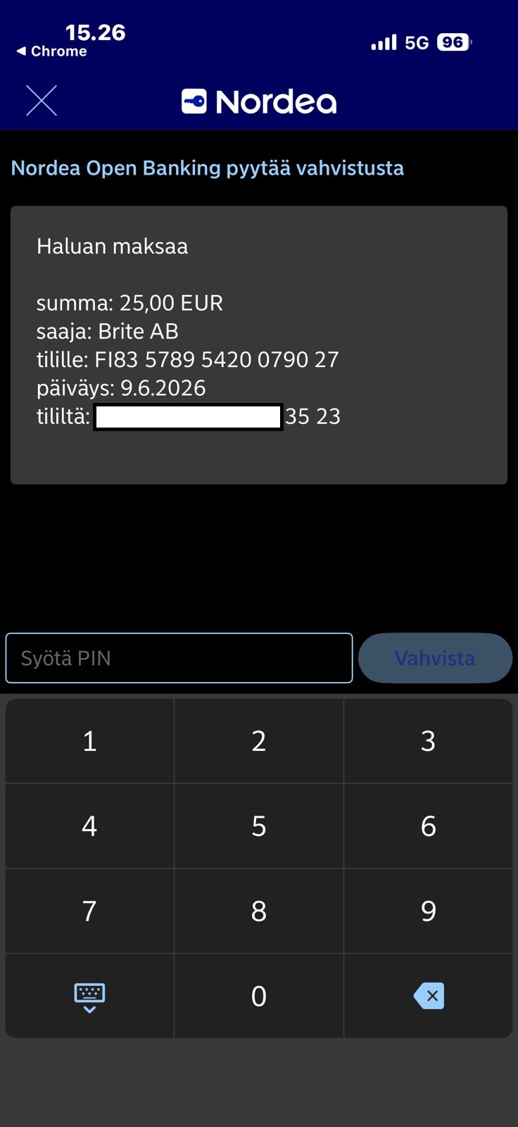 Oh Casino Nordea maksun vahvistus Britellä