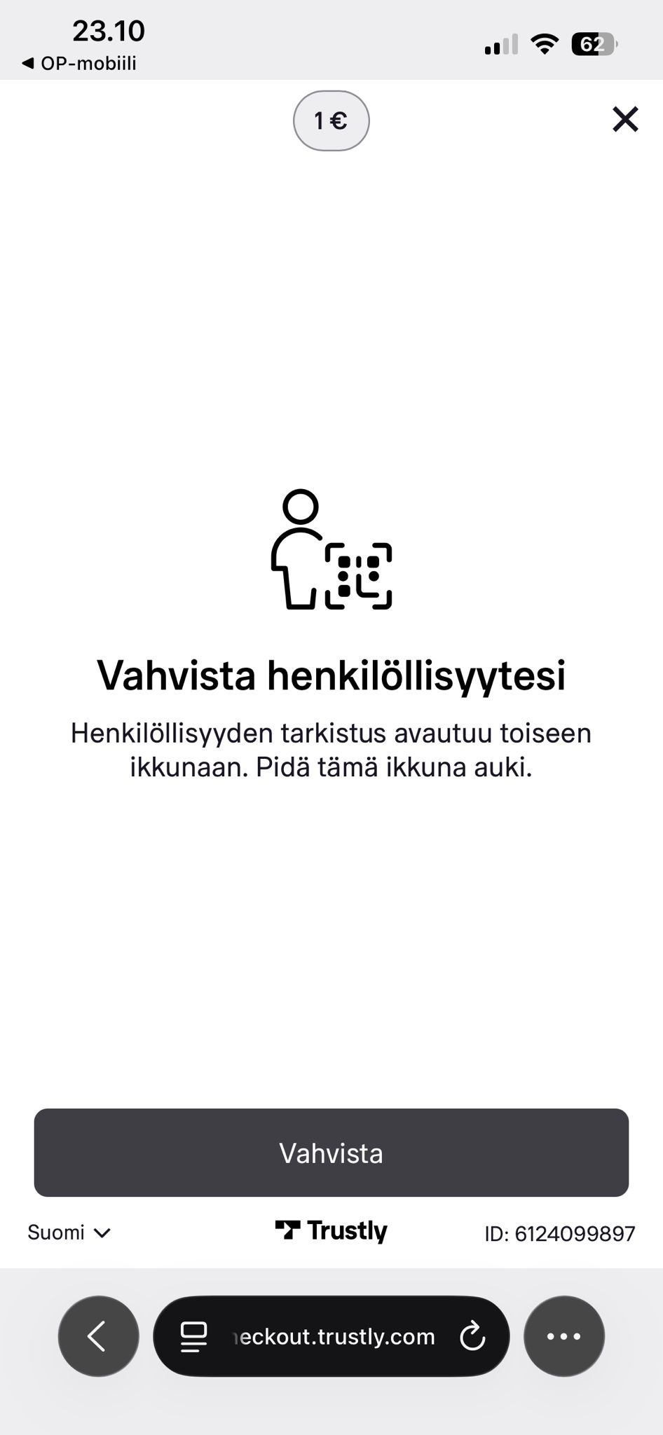 OP-mobiili vahvista henkilöllisyys