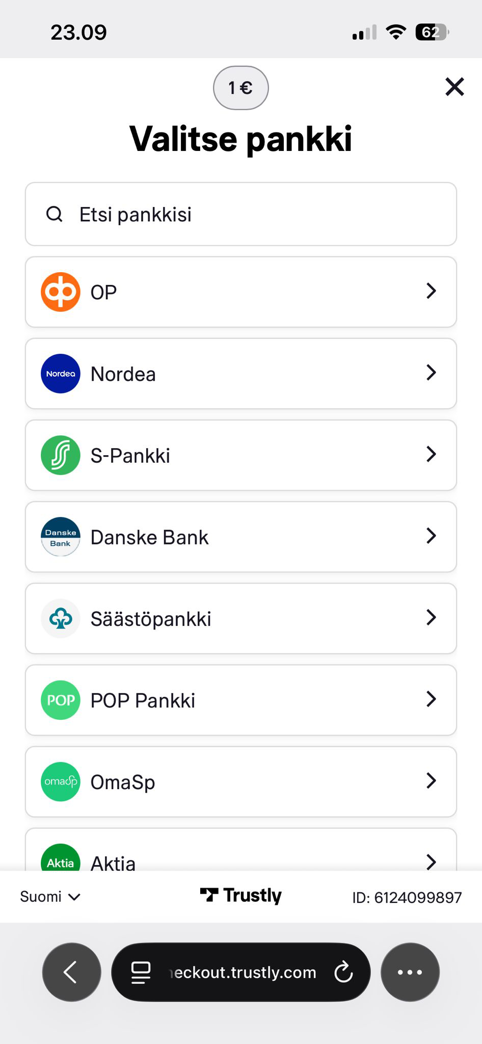 Osuuspankki valitaan pankkilistalta