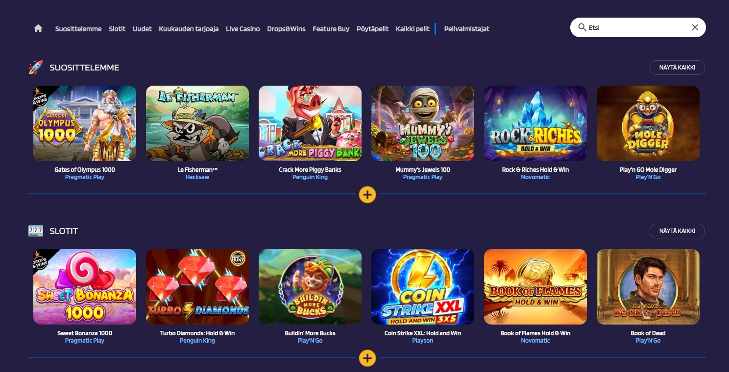 Pay N Play pelejä Lysa Casinolla