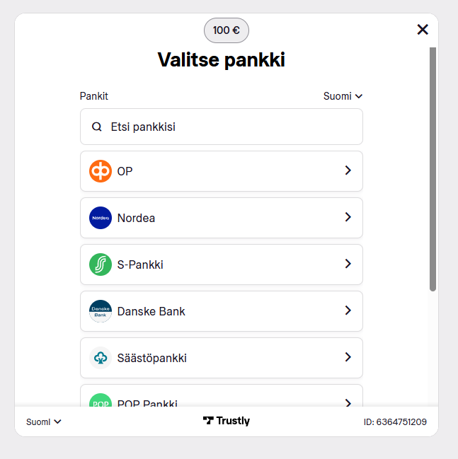 Raju Kasino Trustly talletus