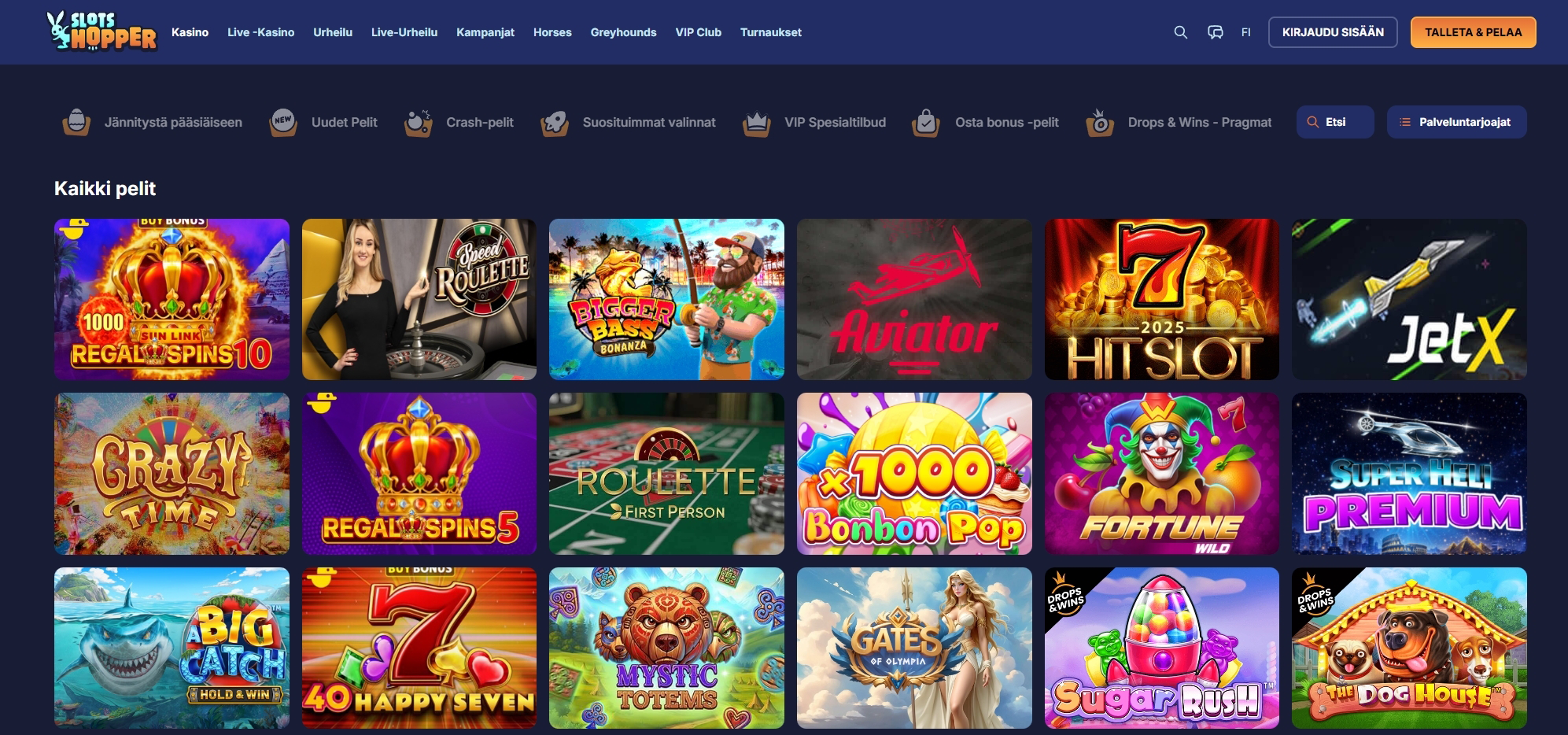 SlotsHopper kasinopelejä