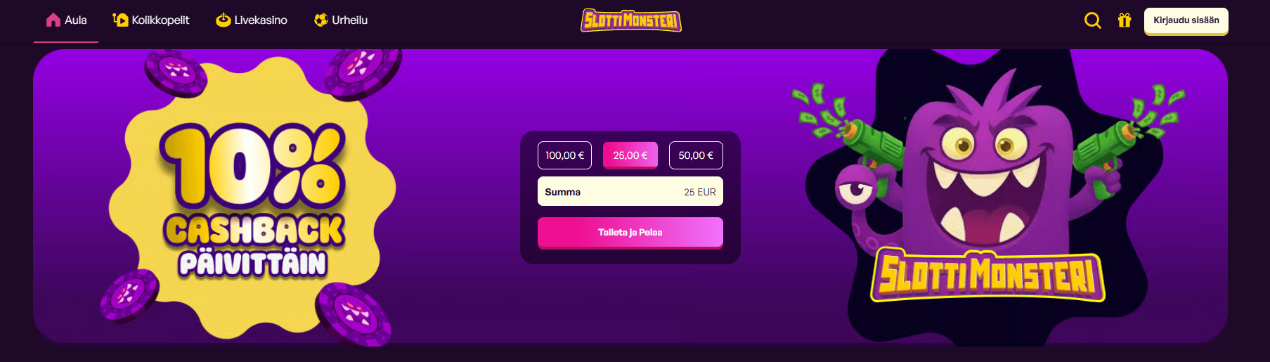 Slottimonsteri Casino bonus uusittiin kesällä 2026