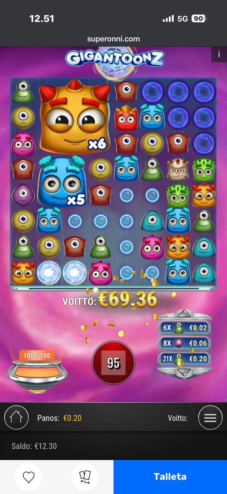 Super Onni Gigantoonz iso voitto pelitilillä
