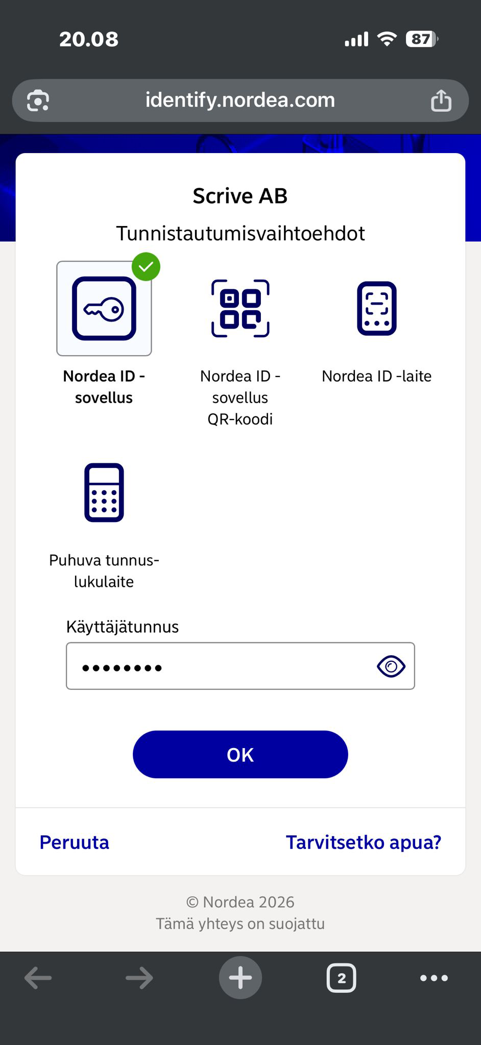 Nordea-tunnistautuminen Taika Spinnille