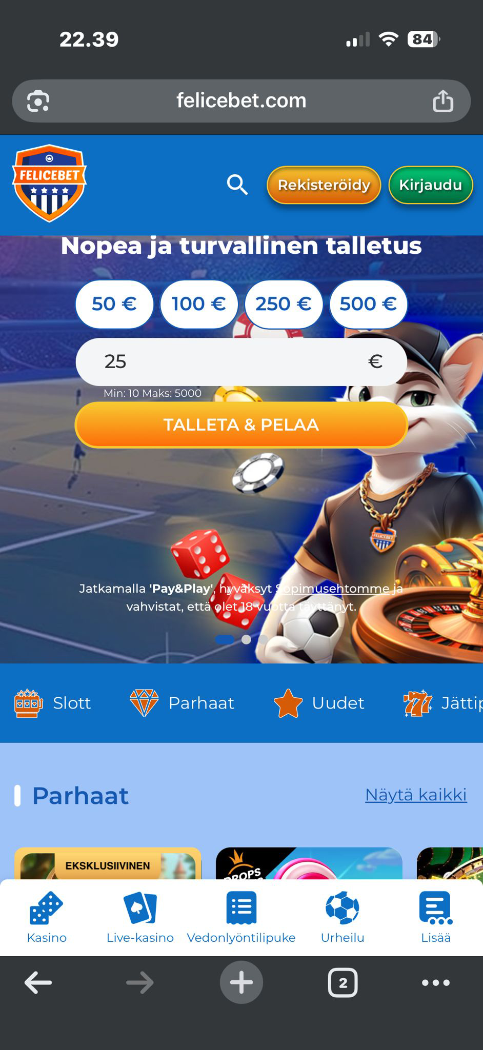 Talletusikkuna Pay n Play -kasinolla