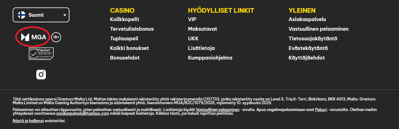 Verovapaa lisenssi Brite kasinolla