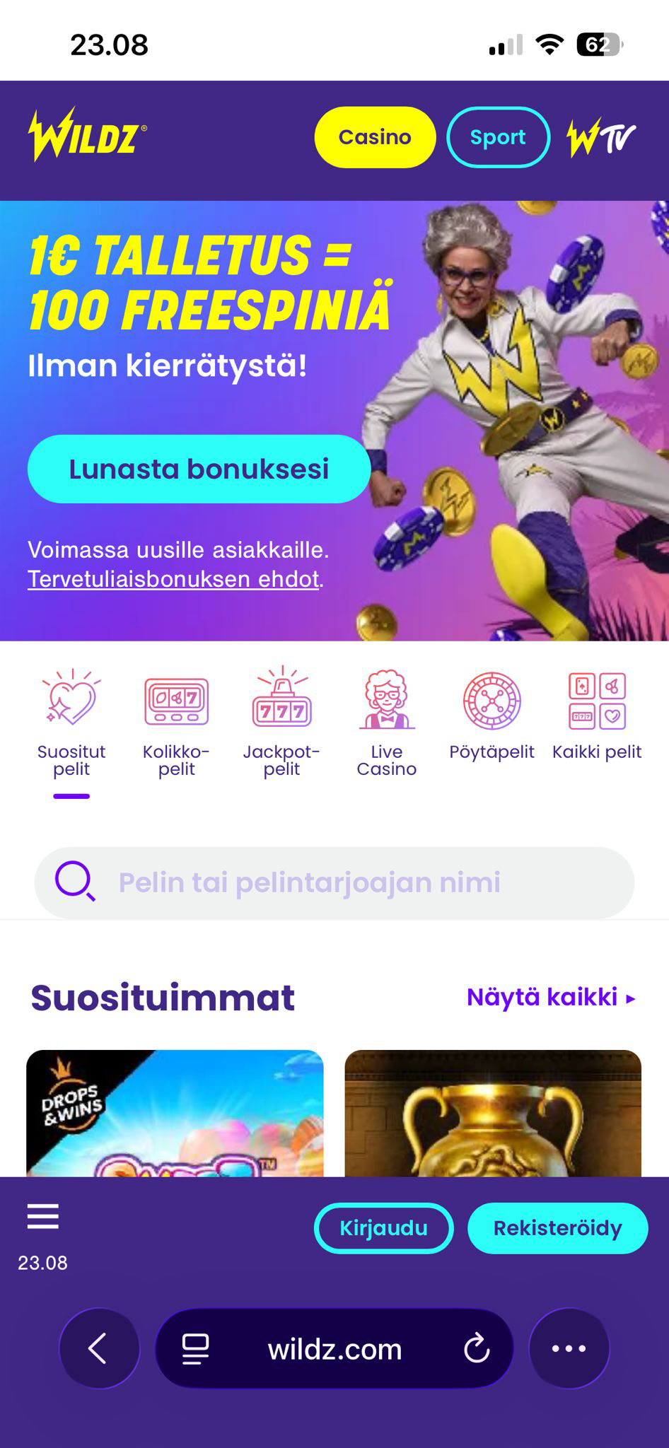 Wildz Casinon etusivu