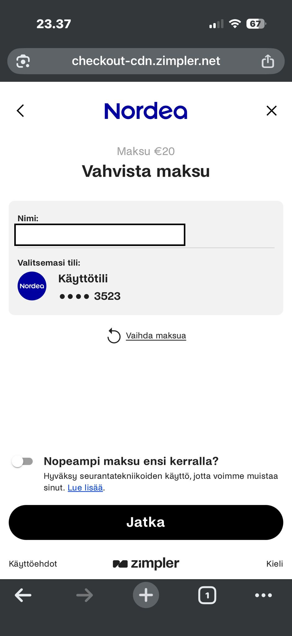 Zimpler vahvista maksu mobiilikasinolla